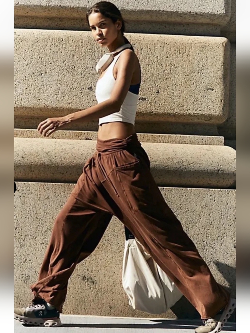 FP Movement by Free People Brown Wide-Leg Drawstring Pants Sz Xs - Picture 2 of 14